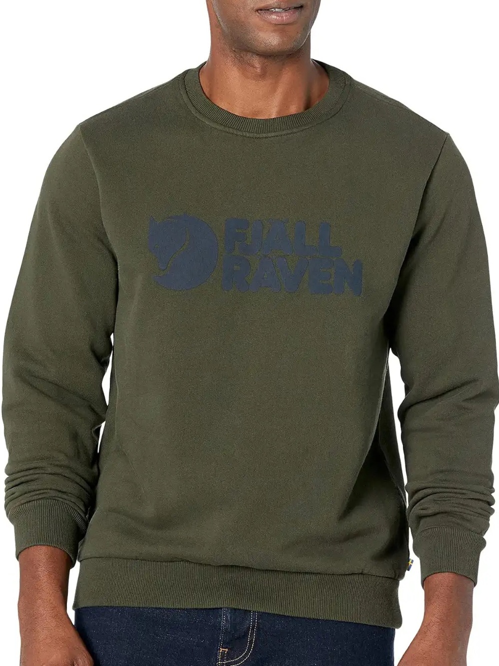 Fjallraven Logo Crewneck Sweater in Deep Forest